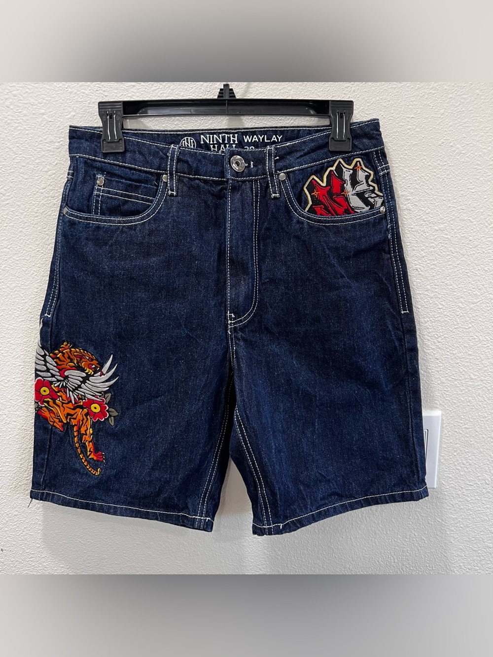 Ninth Waylay Hall Denim Embroidered Short Men’s Size 30 Streetwear Urban Wear
